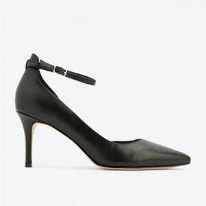 ** Town Shoes d'Orsay Black Leather Stiletto Heels Size 39